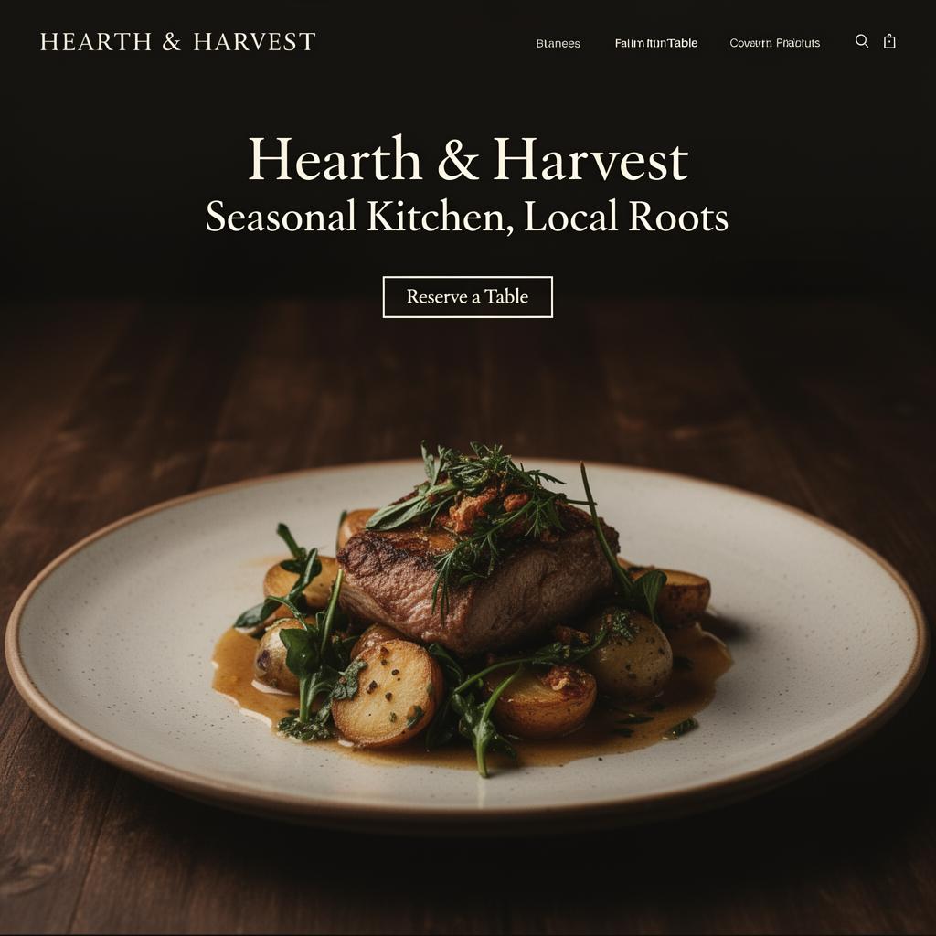 Hearth & Harvest website mockup